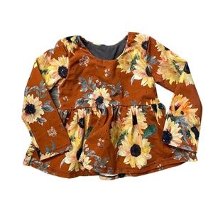 EUC Handmade Sunflower Peplum Top Girls 2T
